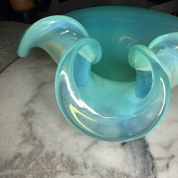 Cenedese Murano Blue Art Glass Biomorphix Organic Shaped Bowl 60's Vintage - Picture 8 of 8